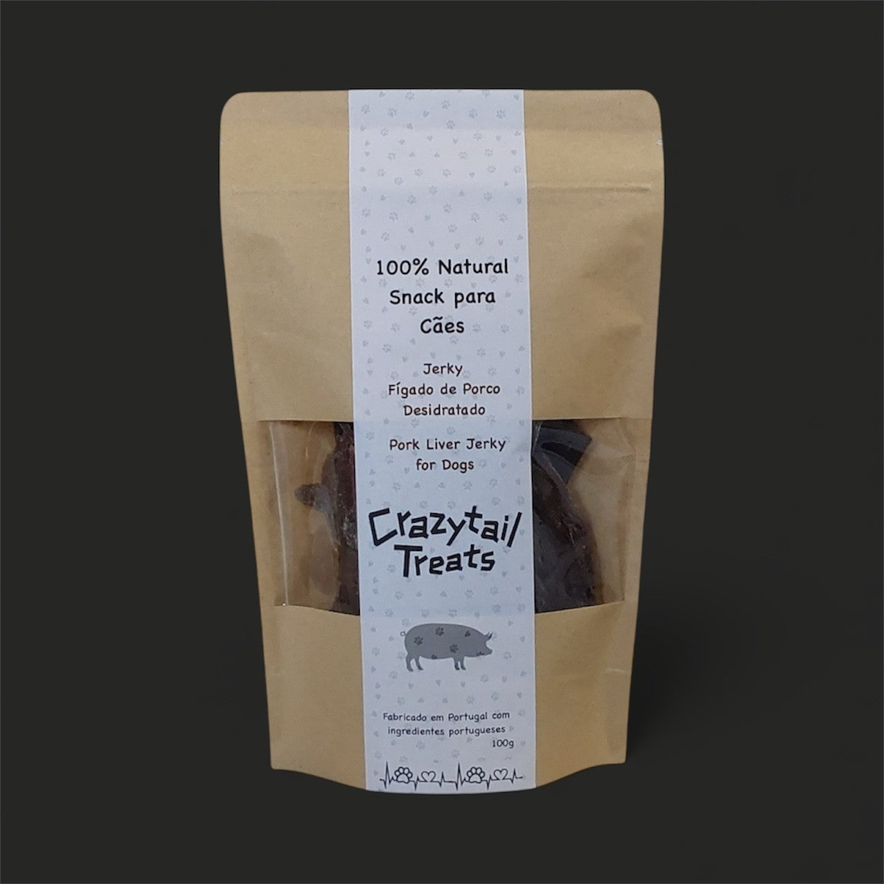 1.  Fígado de Porco Desidratado / Pork Liver Jerky (4 pacotes e entrega incluída)